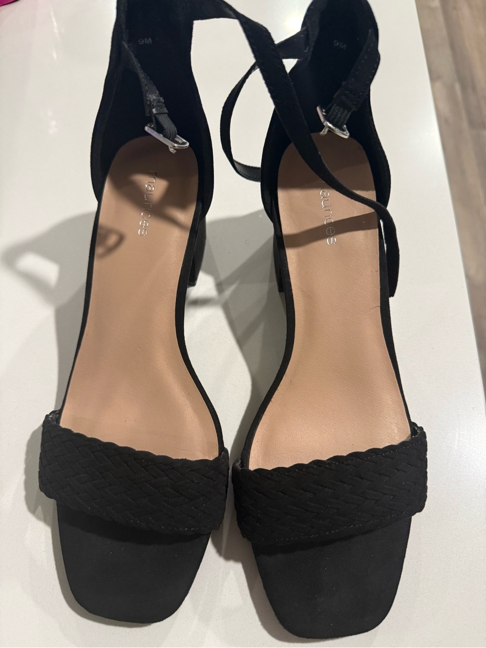 Elegance Black Braided Ankle-Strap Heels Maurice’s brand